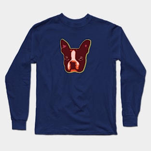 Boston Terrier face pop art in orange Long Sleeve T-Shirt